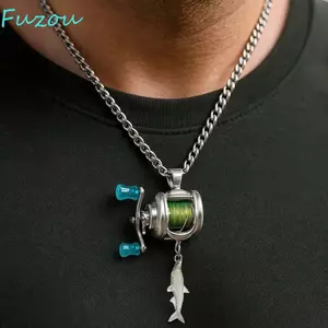 Vòng Cổ Câu Cá FUJIOU, Vòng Câu Xoay Sang Trọng, Dây Xích Cổ Cao Cấp Mặt Dây Chuyền Bạc Nam Cổ Mặt Dây Chuyền Hàng Ngày