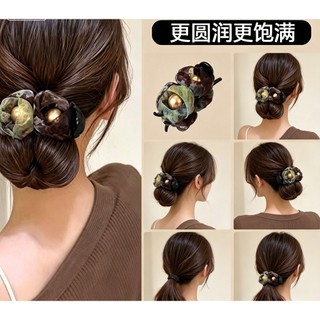 Kẹp tóc gạc ngọc trai phong cách mờ, kẹp hoa bud bóng đầu, buộc tóc kiểu mới Y0DY