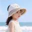 Phiên Bản Hàn Quốc Mũ Chống Nắng Trẻ Em Mùa Hè Vành Lớn Rơm Mũ Chống Nắng Bé Gái Có Thể Buộc Đuôi Ngựa Mũ Chống Nắng