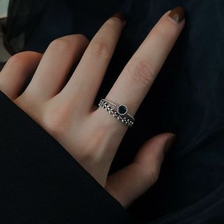 Nhẫn Zircon Đen Nữ Ánh Sáng Sang Trọng Đuôi Nhẫn Thiết Kế Niche Thời Trang Độc Đáo Cao Cấp Chỉ Số Ngón Tay Nhẫn Trơn Nhẫn Mở Nhẫn 26.. 5.19