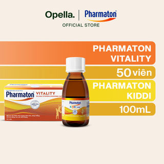 Bộ 1 Thực Phẩm Bảo Vệ Sức Khỏe Pharmaton Vitality Dạng Vỉ Hộp 50 Viên + Siro Pharmaton Kiddi 100ml