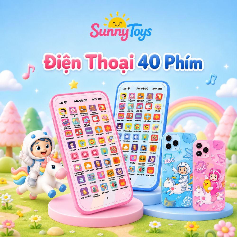 Điện Thoại Đồ Chơi 40 Phím SunnyToys - Bé Bấm Học Chữ, Số, Tiếng Anh Và Nghe Nhạc