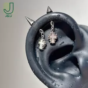Màu Bạc Nón Mũi Nhọn Mặt Dây Chuyền Xương Tai Móng Tay Cho Nữ Bông Tai Đâm Gothic Phụ Kiện Ốc Tai