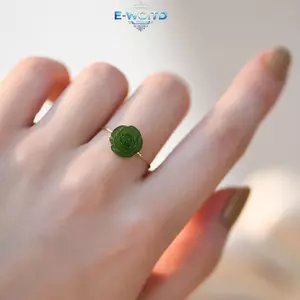 E-WOITD Nhẫn Phong Cách Cô Gái Tinh Tế Thời Trang Hoa Hồng Hoa Hồng Nhẫn Ngón Tay Xanh Cho Nữ Cô Gái Trang Sức Cưới Quà Tặng E-WOITD