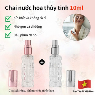 Lọ Chiết Nước Hoa 10ml, Chai Xịt Nước Hoa Mini Thủy Tinh Có Thể Nạp Lại, Không Kèm Nước Hoa Bên Trong