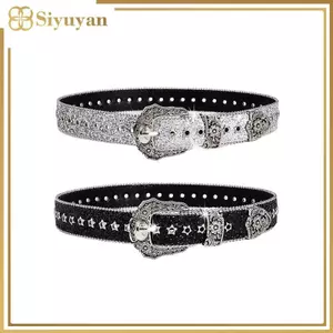 Siyuyan Cá Tính Gothic Kim Cương Giả Thắt Lưng Nữ Thời Trang Bé Gái Da PU Thắt Lưng Tây Cao Bồi Y2K Retro Quần Jean Váy Trang Trí Dây Thắt Lưng VN