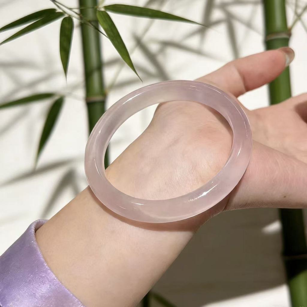 Vòng tay đá mắt mèo tự nhiên màu hồng Gradient