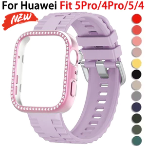 Dây đeo silicon + vỏ kim cương cho vòng đeo tay vỏ bảo vệ Huawei Fit 5Pro / 4Pro / 5 / 4