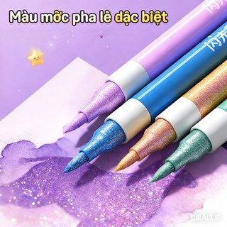 Màu acrylic marker 24/36/48 màu ngòi brush chất lượng lấp lánh cho học sinh tập vẽ tranh sáng tạo