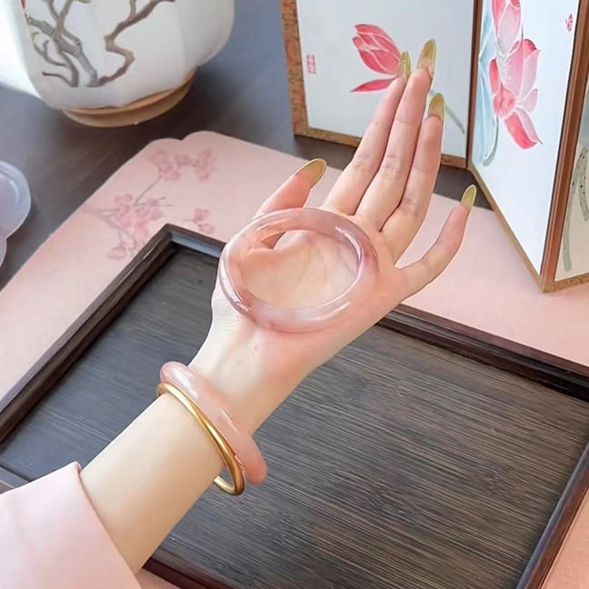Vòng tay đá mắt mèo tròn ánh trăng trắng 12mm