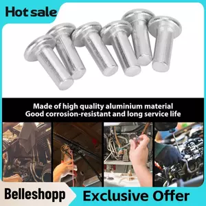 Belleshopp Đinh tán bằng nhôm nguyên khối Đầu phẳng 100 chiếc Gb867 M4 Đinh tán (M4 x 12) (M4x10)