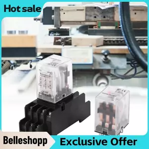 Belleshopp Rơle điện từ trung gian HH53P(MY3NJ) với đế 24VDC 220VAC 11 chân Độ bền cơ học 80 triệu lần để bảo mật Thiết bị gia dụng Truyền thông
