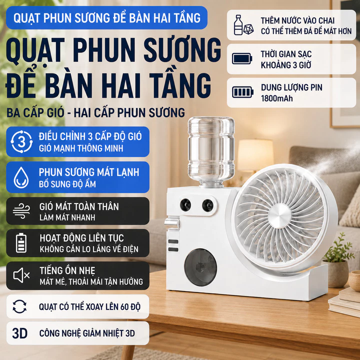 Quạt Phun Sương Quạt Cầm Tay Quạt USB Quạt Mini Quạt Để Bàn Quạt Làm Mát Quạt Gia Đình Quạt Du Lịch Quạt Bảo Hành 3 Năm