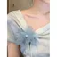 Thắt nơ xoay cổ ngắn tay cho nữ mùa hè Pháp độc đáo đẹp eo hẹp Slim @ -