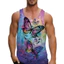 Bướm 3D Tank Top Nam, Áo thể thao mùa hè chuyển màu đầy màu sắc, Áo thun đường phố mềm mại thoáng khí