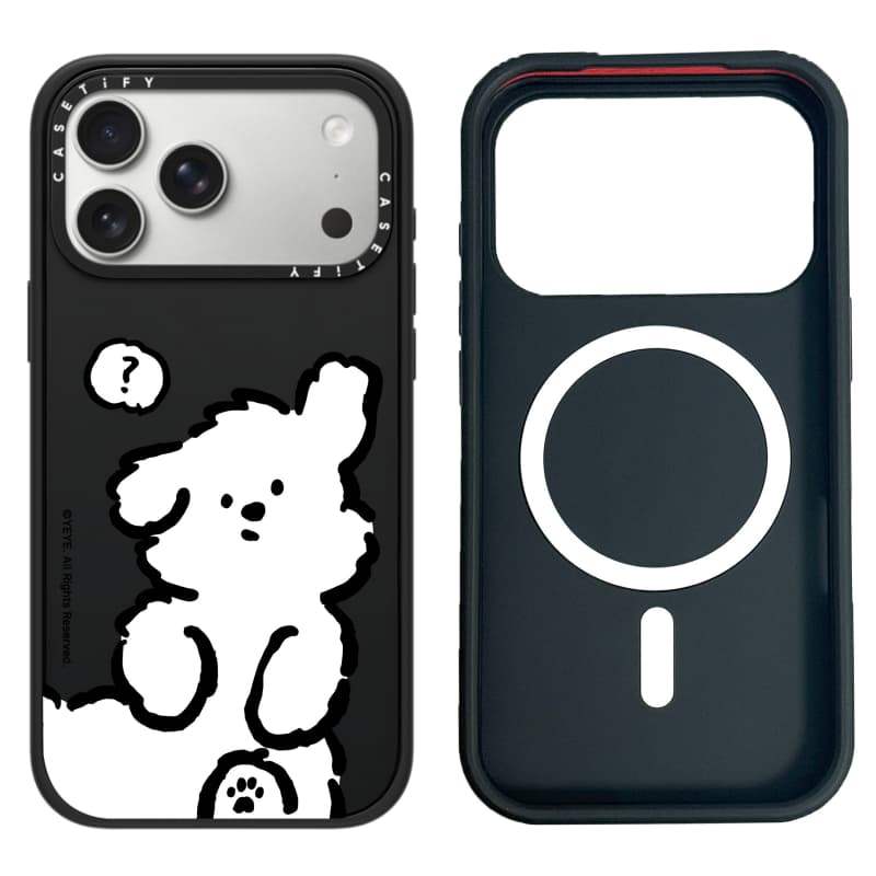 CASECASE X Câu Hỏi Mark Dog Case White Camera Ring Edition Matte Đen Cứng Hút Từ Tính Tác Động Dành Cho Apple IPhone 13 14 15 16 17 Pro Max Air Plus Có Hộp