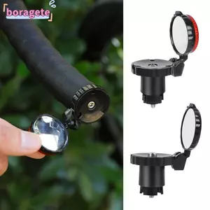 Gương chiếu hậu xe đạp BORAGETE, màu đen có đèn cảnh báo Đèn hậu xe đạp, Đồ dùng đi xe xoay 360 độ Phụ kiện đi xe đạp Thiết bị đi xe đạp Đa năng
