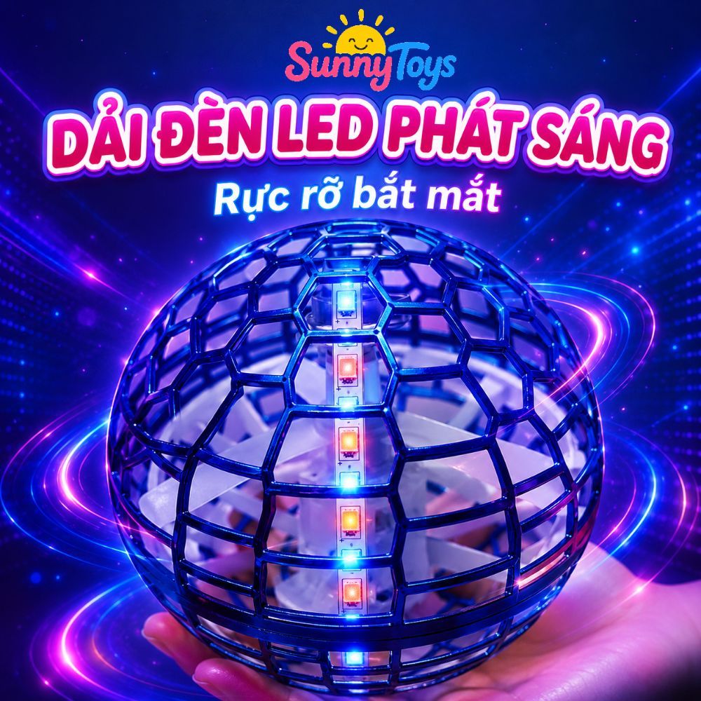 Quả Cầu Bay Ma Thuật Có Đèn LED SunnyToys - Quả Cầu Boomerang Tự Bay, Tự Quay Lại Tay Bé