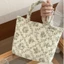 Túi Tote Nhỏ CQCJ, Túi Xách Ngoài Trời In Hoa Quilted, Túi Cơm Trưa Di Động Siêu Nhẹ Dung Tích Lớn Nghệ Thuật