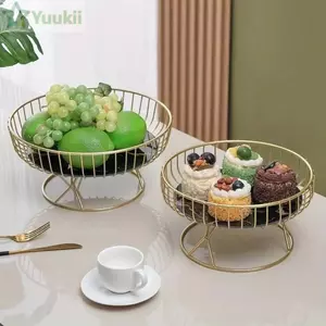 Khay đựng bánh trái cây YUUKII, Giỏ đựng trái cây thiết kế sáng tạo tròn lớn, Giá đỡ đồ ăn nhẹ sang trọng Châu Âu bền bỉ Trang trí nhà cửa