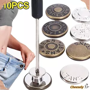 CHEESELY 10 Cái / gói Nút Mở Rộng Eo, Phụ Kiện May Quần Áo Quần Nút Quần Jeans, Không Móng Tay Có Thể Điều Chỉnh 17 Mm Với Tua Vít Khóa Eo Quần Jean