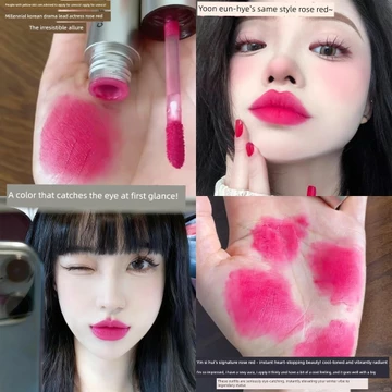 son bóng lì lâu trôi son bóng Âm Enhui Cùng Phong Cách!Rose Red Lip Glaze Nâu Matte Velvet Thu Đông Retro Son Môi Trắng Matte Lipstick