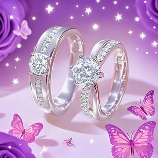 nhẫn đôi nam nữ nhẫn đôi Mô Phỏng Kim Cương Giả Một Cặp Đôi Cưới Cặp Cầu Hôn Hình Lễ Đạo Cụ Sống Có Thể Điều Chỉnh Nhẫn