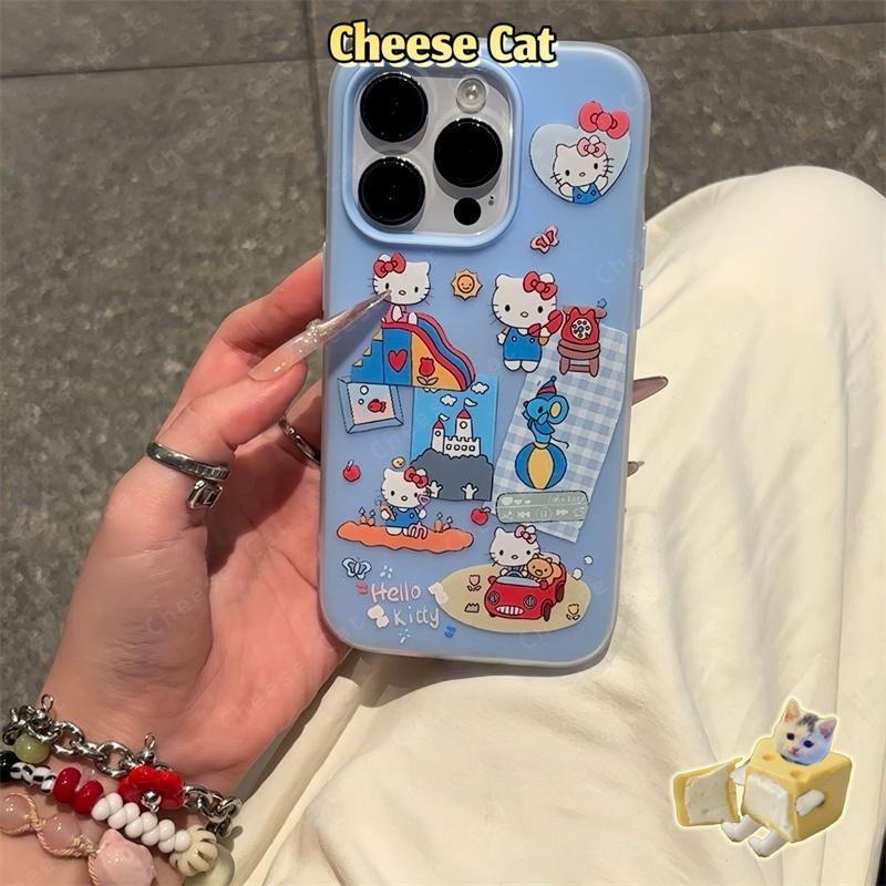 Ốp điện thoại silicon hình Kitty màu kẹo ngọt cho iPhone 15 14 13 12 11 16 17 Pro Max XR Xs Max 7 Plus