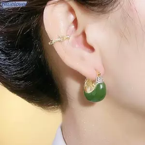 Bluelover 1 Cặp Hàn Quốc Hợp Thời Trang Xanh Nhỏ Giọt Dầu Zircon Bông Tai Dành Cho Nữ Đơn Giản Không Đều Hình Học Tòn Ten Bông Tai Đảng Cá Tính Trang Sức Mới