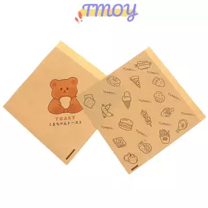 TMOY 50 Chiếc Hoạt Hình Dễ Thương Giấy Sáp Vuông Bánh Sandwich Burger Khoai Tây Chiên Bọc Túi Giấy Wd Giấy Nướng Thực Phẩm Túi Đựng TMOY
