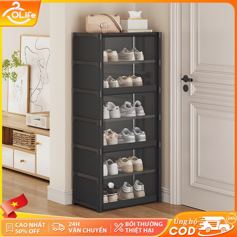 𝐎𝐥𝐢𝐟𝐞 Kệ Giày Chống Bụi Giá Để Giày Dễ Lắp Ráp Kệ Để Giày Lật Bìa Nhiều Lớp Tủ Giày Dép Đa Năng