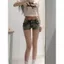 Quần short Denim siêu cạp thấp dành cho nữ phong cách Mỹ Slim-fit Slimmer Look Wide-Leg Hot Pants