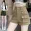 Quần Short Denim Nâu Co Giãn Tổng Thể Túi Phong Cách Mới Cao Cấp Ôm Hơn Nhìn Rộng Quần Nóng