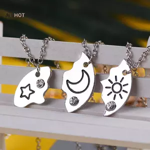 JULYHOT 3 Miếng Mới Mặt Trời Ngôi Sao Mặt Trăng Mặt Dây Chuyền Nelace Thời Trang Người Bạn Thân Nhất Mãi Tình Bạn BFF Nam Nữ Quyến Rũ Chokers 2023 Massivedeals