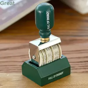 TUYỆT VỜI Retro Con Lăn Ngày Tem, Kim Loại DIY Con Dấu Gỗ Cán Bánh Xe Tem, Núm Con Lăn Retro Bền Có Thể Điều Chỉnh Phông Chữ Vintage DIY Thủ Công Thẻ