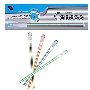 Combo 10/20 Bút bi nến Thiên Long TL-093 ngòi 0,6mm 3 màu mực xanh đỏ đen cho văn phòng, học sinh, sinh viên