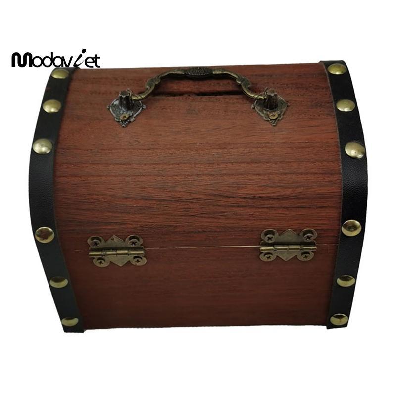 [modavietnamshop] 1 Bộ Hộp Bảo Quản Kho Báu Vintage Kho Báu Bằng Gỗ Có Lo Heo Đất Tổ Chức Hộp Tiết Kiệm Để Trang Trí Nhà Cửa Đẹp