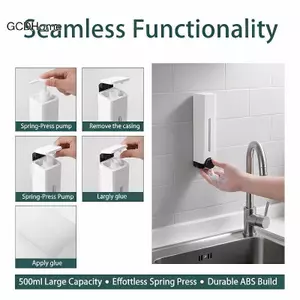 GCDHome Dung Tích Lớn 500ml Hộp Đựng Xà Phòng Treo Tường Không Khoan Bơm Có Thể Đổ Lại Cho Phòng Tắm Nhà Bếp Tắm Sử Dụng HOT