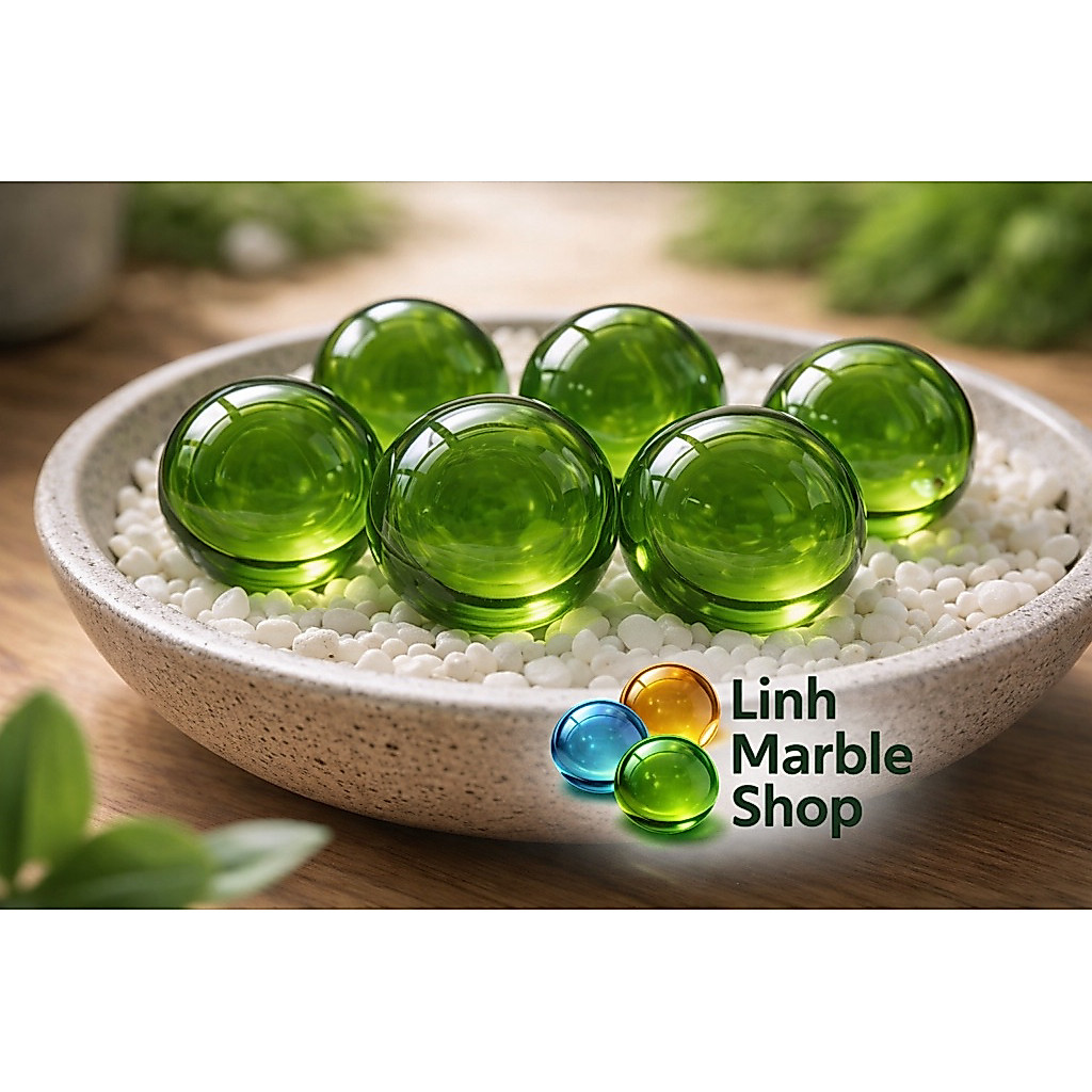 Bi thủy tinh, bi ve 25mm - Màu xanh rêu | GIÁ RẺ | Từ 1200đ | Combo 20 viên