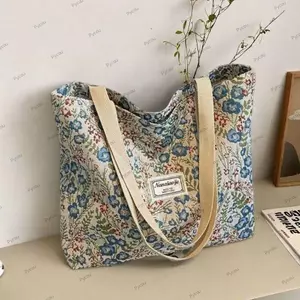 Túi Tote vải PYCOU, Túi đeo vai nhẹ hoa, Túi xách nữ có thể tái sử dụng dung tích lớn thời trang