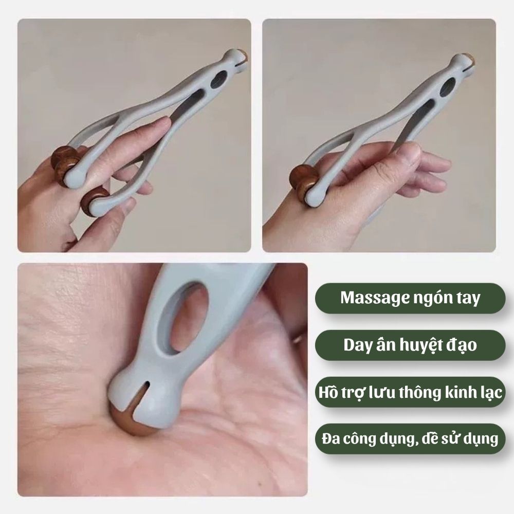 HuyDangSport Dụng cụ massage ngón tay thiết kế con lăn bằng gỗ nguyên khối giúp kích thích huyệt đạo giảm đau mỏi DC001
