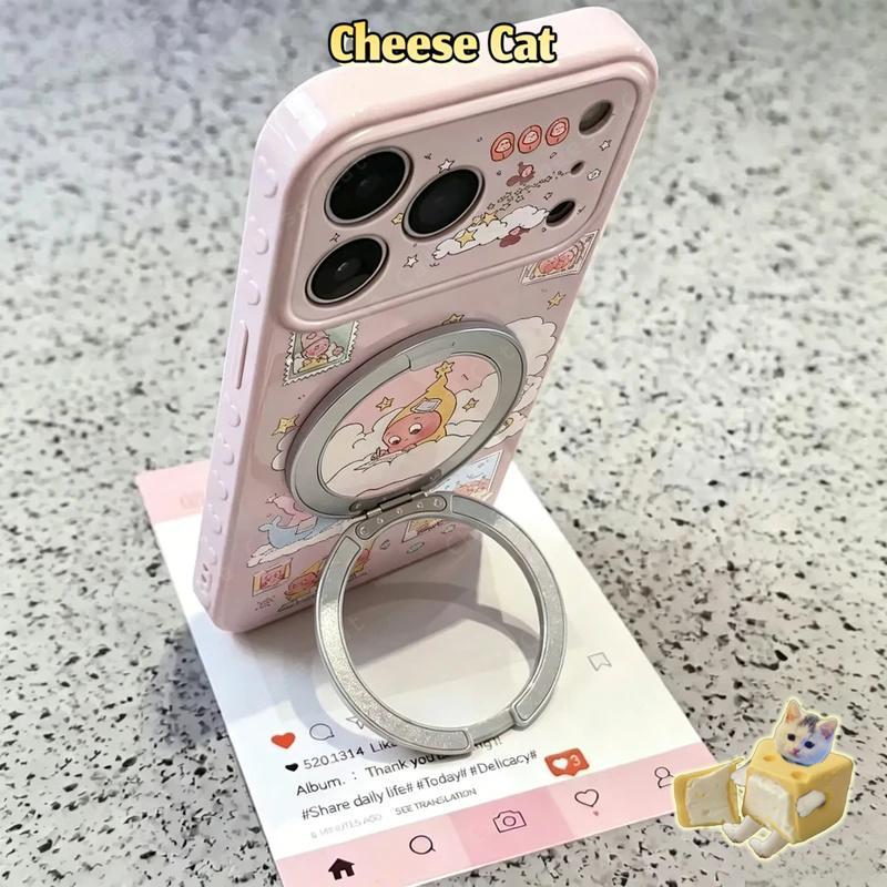 Twinkle Ốp điện thoại có đế kim loại xoay hình đám mây hồng cho iPhone 17 Pro 13 12 11 14 15 Plus 16 Pro Max 17 Air