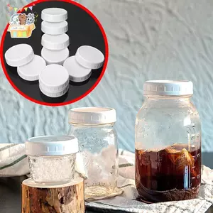 10 Bình uống nước đóng hộp màu trắng Nắp 70mm / 86mm Đường kính bên trong Vỏ nhựa Nắp gân không lót Mũ bảo quản Thay thế ELWW