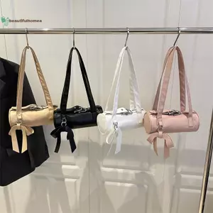 BeautifulHomeA Hợp Thời Trang Thoáng Mát Nơ Hình Ống Hình Trụ Túi đeo dưới cánh tay PU Nữ Tính Túi Nách Túi Nữ Thiết Kế Thời Trang Túi Sensemuter Quà Tặng VN