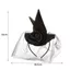 DONOVANQQ Halloween Mũ Phù Thủy, Gấp Satins Retro Veil Mũ Phù Thủy, Thiết Kế Lông Vũ Sáng Tạo Cosplay Đạo Cụ Ảnh Đen Mũ Phù Thủy Trang Phục