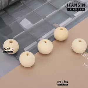 FANSIN 100 Chiếc Hạt Gỗ Thủ Công Khoan Sẵn, Đường Kính Màu Gỗ 20 Mm Quả Cầu Gỗ Rời Chưa Hoàn Thành, Đường Kính Lỗ 5 Mm Đồ Trang Sức DIY