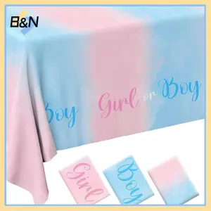 Khăn trải bàn tiết lộ giới tính B & N - Khăn trải bàn bằng nhựa hình chữ nhật hồng & xanh, dùng để tắm cho bé, lễ rửa tội, trang trí tiệc sinh nhật.