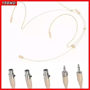 Micro đeo đầu YRBWD, Mic tai nghe nhét tai đôi 3,5 mm 3 chân, Bộ khuếch đại màu be không dây di động Phụ kiện micrô loa bằng giọng nói