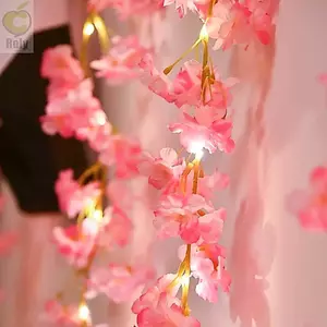 Đèn dây hoa anh đào ROLY, Cây giả Vine Sakura Vòng hoa nhân tạo, Trang trí tiệc cưới thời trang 20LED 2M Đèn cổ tích