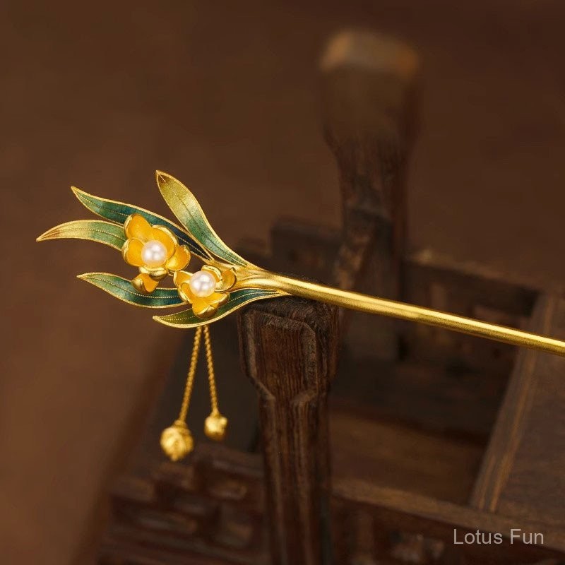 CClassic kẹp tóc hoa thần tua rua, handmade phụ kiện cho Hanfu
